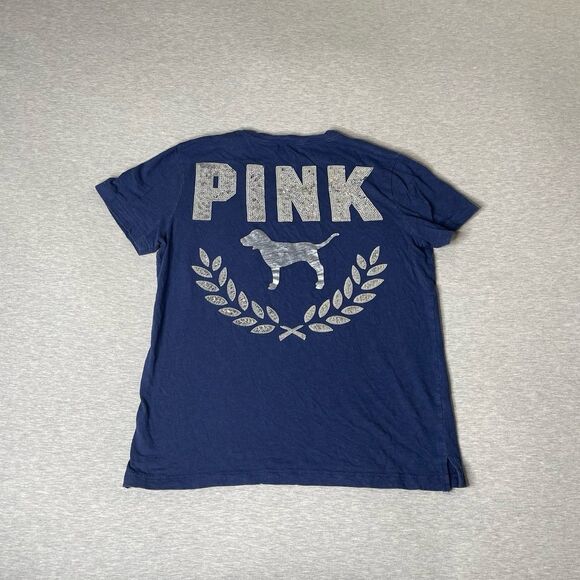 Victoria’s Secret PINK Vintage Bling Campus Short-Sleeve Crew Tee Shirt Top - Picture 7 of 12